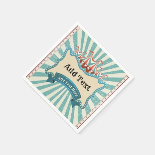 Circus Blauwgroen Red Tent  Birthday Party Napki Servet (Hoek)