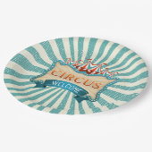 Circus Blauwgroen Red Tent Birthday Party Paper Bo Papieren Bordje (Gekanteld)