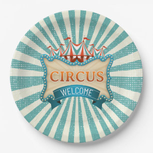 Circus Blauwgroen Red Tent Birthday Party Paper Bo Papieren Bordje