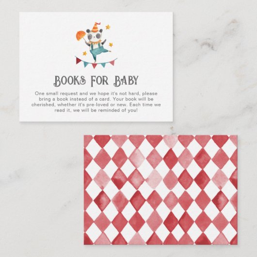 Circus Books voor Baby Kaart | Carnaval Baby showe (Voorkant / Achterkant)