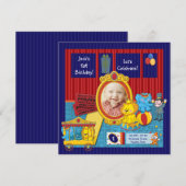 Circus Boys Foto 1e Verjaardagsfeest Kaart (Voorkant / Achterkant)