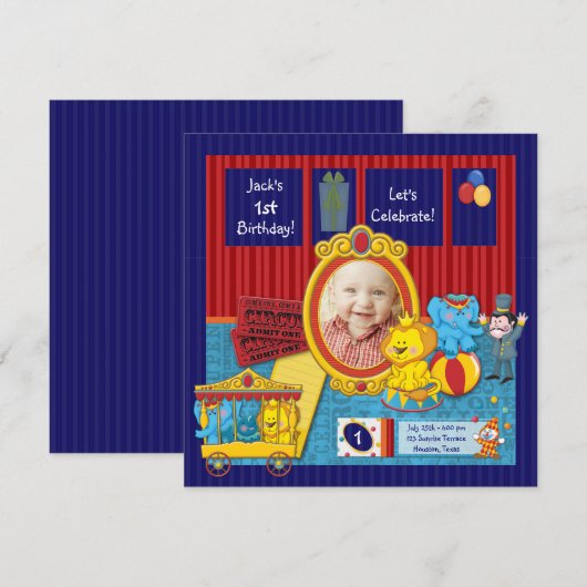 Circus Boys Foto 1e Verjaardagsfeest Kaart (Voorkant / Achterkant)