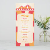 Circus Bruiloft Menu - Rood en Oranje Kaart (Staand voorkant)