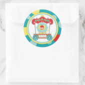 Circus brullende leeuw blauw ronde sticker (Tas)