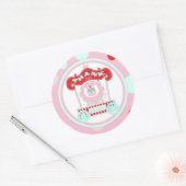 Circus brullende leeuw verjaardag roze ronde sticker (Envelop)