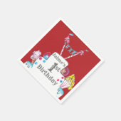  Circus Cake 1st Birthday Waterverf Servet (Hoek)