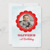 Circus carnaval 1e verjaardag foto uitnodiging (Achterkant)