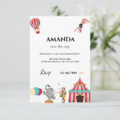 Circus carnaval baby douche uitnodigingen (Staand voorkant)