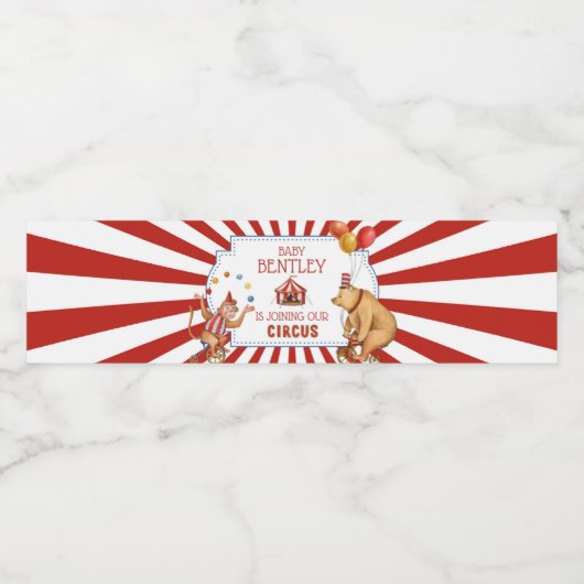 Circus Carnaval Baby shower Decor Waterfles Etiket (Enkel label)
