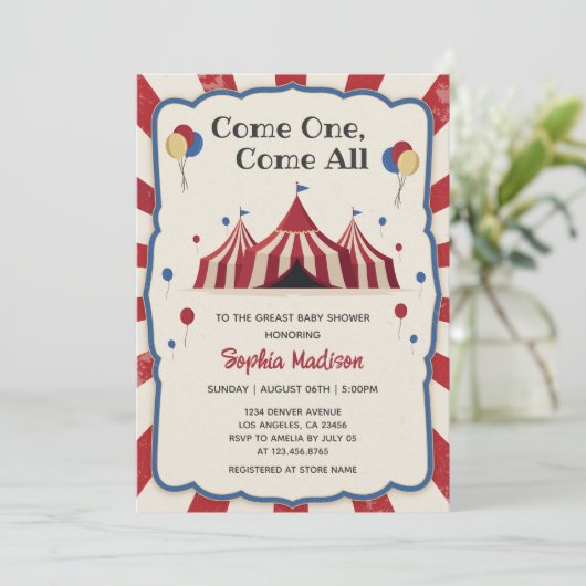  Circus Carnaval baby shower Kaart (Staand voorkant)