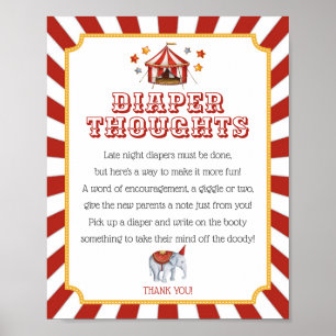 Circus carnaval baby shower luier gedachten teken poster