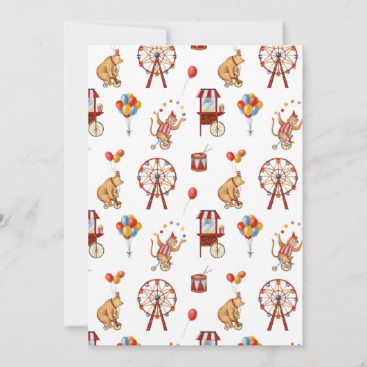 Circus Carnaval Baby shower Uitnodiging (Achterkant)