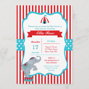 Circus Carnaval Big Top Baby Shower Uitnodigingen