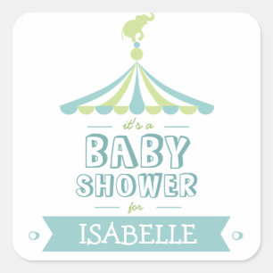 Circus Carnaval Blauw Groen Baby shower Sticker