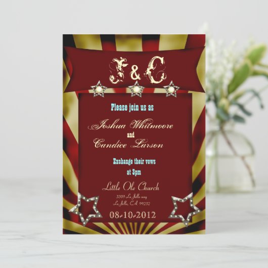  circus carnaval bruiloft uitnodiging 3 (Staand voorkant)