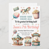 Circus Carnaval Carrousel Festival Verjaardag Kaart (Voorkant / Achterkant)