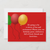 Circus Carnaval Cheer Aangepaste Uitnodigingen (Achterkant)