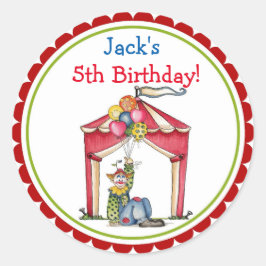 Circus Carnaval Clown Verjaardagsfeestje Favor Sti Ronde Sticker