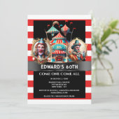 Circus carnaval clowns showman tent vlaggen gestre kaart (Staand voorkant)