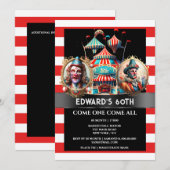 Circus carnaval clowns showman tent vlaggen gestre kaart (Voorkant / Achterkant)