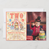 Circus Carnaval & Dieren 2e Verjaardag Foto Kaart (Voorkant)