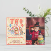 Circus Carnaval & Dieren 2e Verjaardag Foto Kaart (Staand voorkant)