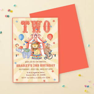 Circus Carnaval & Dieren 2e Verjaardag uitnodiging
