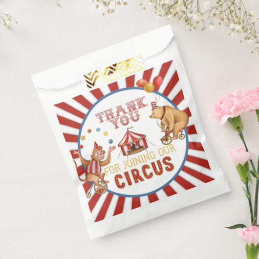 Circus Carnaval Dieren Verjaardag of baby shower Bedankzakje (Gezegeld)