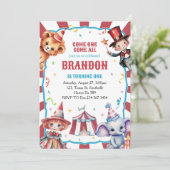 Circus Carnaval Festival 1e Verjaardag uitnodiging (Staand voorkant)