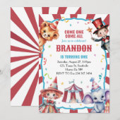 Circus Carnaval Festival 1e Verjaardag uitnodiging (Voorkant / Achterkant)