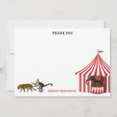 Circus Carnaval Festival Dieren Grote Top Kinder Bedankkaart (Voorkant)