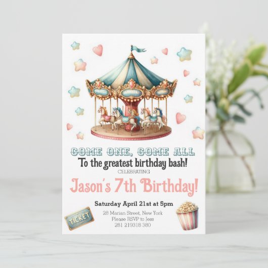 Circus Carnaval Festival feest Verjaardag Kaart (Staand voorkant)