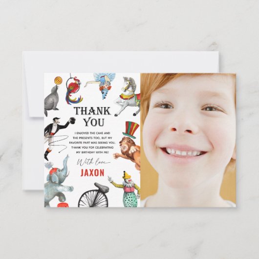 Circus Carnaval Festival Show Kind Verjaardag  Bedankkaart (Voorkant)