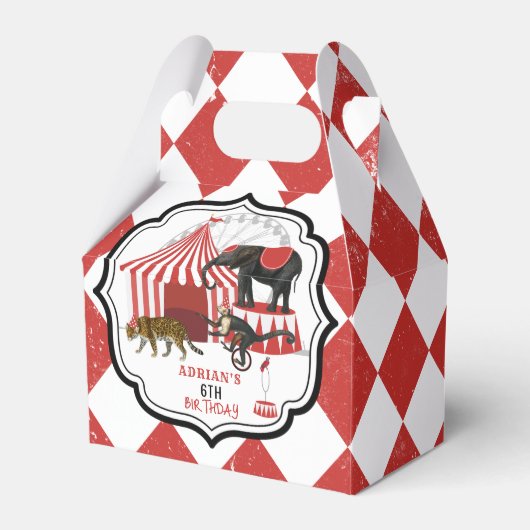 Circus carnaval festival thema grote top verjaarda bedankdoosjes (Voorkant Zijde)