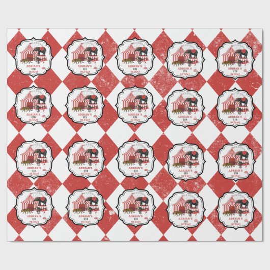 Circus carnaval festival thema grote top verjaarda cadeaupapier (Vlak)