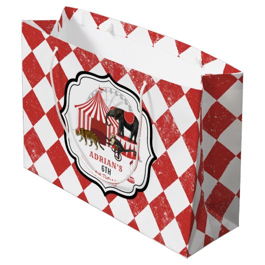 Circus carnaval festival thema grote top verjaarda groot cadeauzakje (Achterkant Gekanteld)