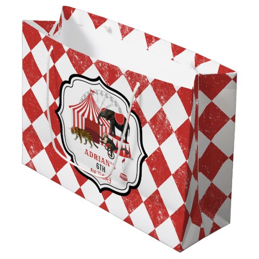 Circus carnaval festival thema grote top verjaarda groot cadeauzakje (Voorkant Gekanteld)