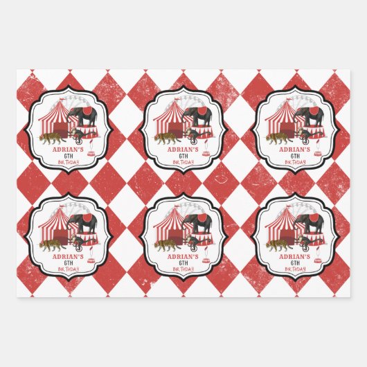 Circus carnaval festival thema grote top verjaarda inpakpapier vel (Voorkant 2)