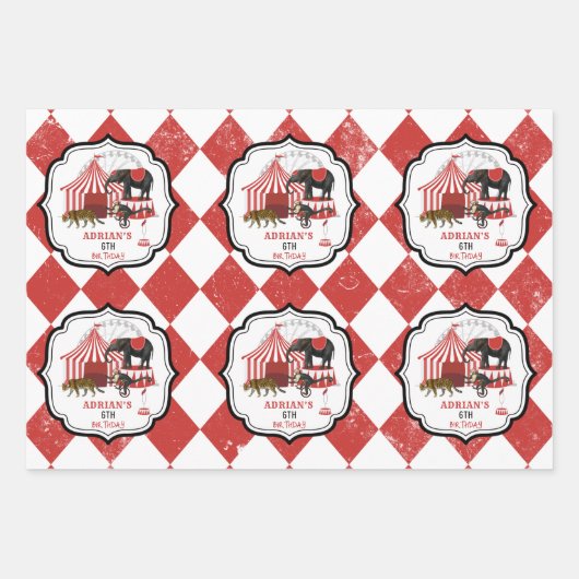 Circus carnaval festival thema grote top verjaarda inpakpapier vel (Voorkant)