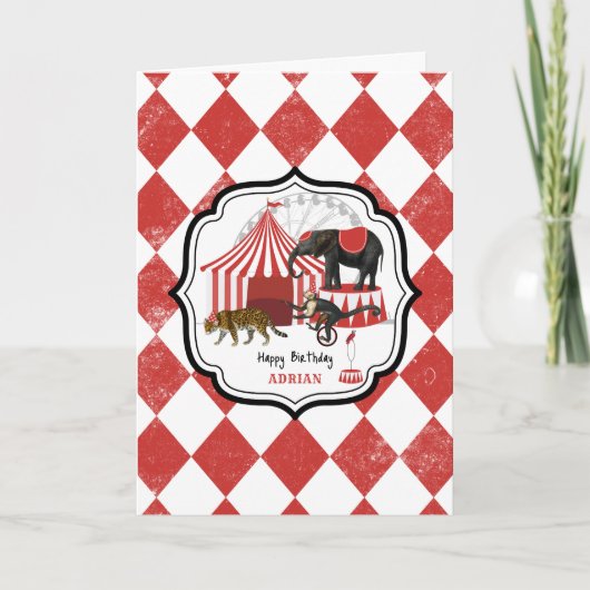 Circus carnaval festival thema grote top verjaarda kaart (Voorkant)