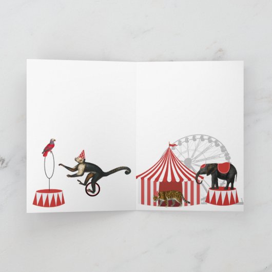 Circus carnaval festival thema grote top verjaarda kaart (Binnen)