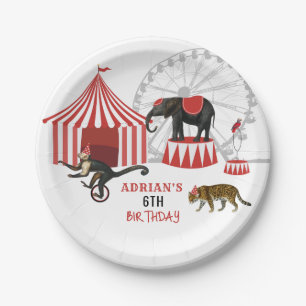 Circus carnaval festival thema grote top verjaarda papieren bordje