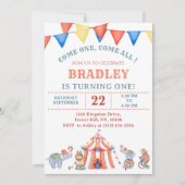 Circus Carnaval Festival Verjaardagsfeest Uitnodig Kaart (Voorkant)