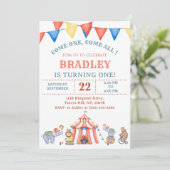 Circus Carnaval Festival Verjaardagsfeest Uitnodig Kaart (Staand voorkant)