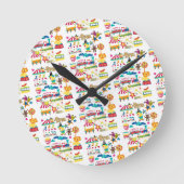 Circus Carnaval Fun Clock Ronde Klok (Voorkant)