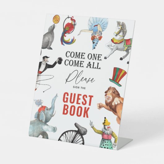  Circus Carnaval gastenboek Reclamebord Met Voetstuk (Voorkant)