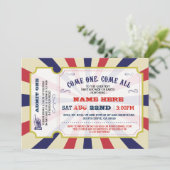 Circus Carnaval Gender Reveal Baby shower Uitnodig Kaart (Staand voorkant)