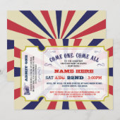 Circus Carnaval Gender Reveal Baby shower Uitnodig Kaart (Voorkant / Achterkant)