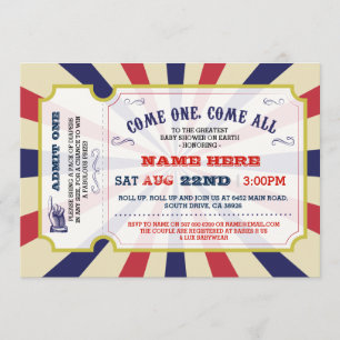 Circus Carnaval Gender Reveal Baby shower Uitnodig Kaart