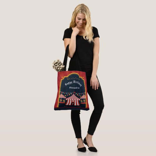 Circus Carnaval Happy Birthday Tote Bag (Op model)